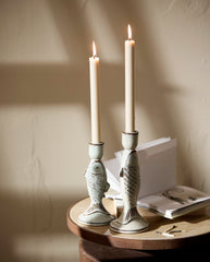 CANDLE, tall, set w/4 - beige