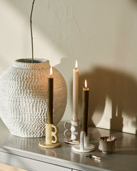 CANDLE, tall, set w/4 - beige