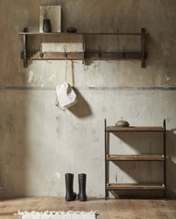 CARONU shelf, 4 hooks, reclaimed wood - nature