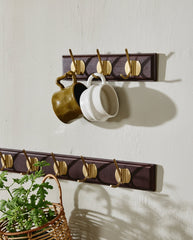 EDGY coat rack, 8 hooks - dark brown