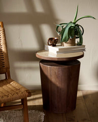 KWANDO side table w. travertine top - nature