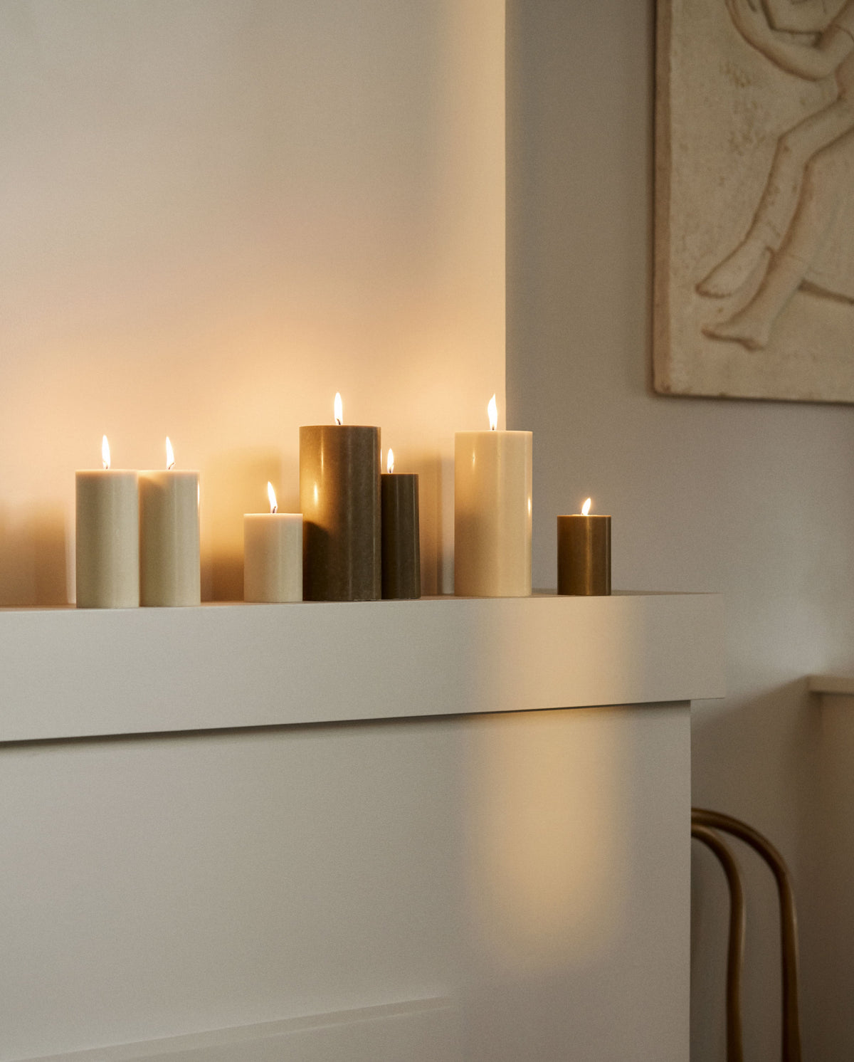 CANDLE, 9,6x20cm - beige