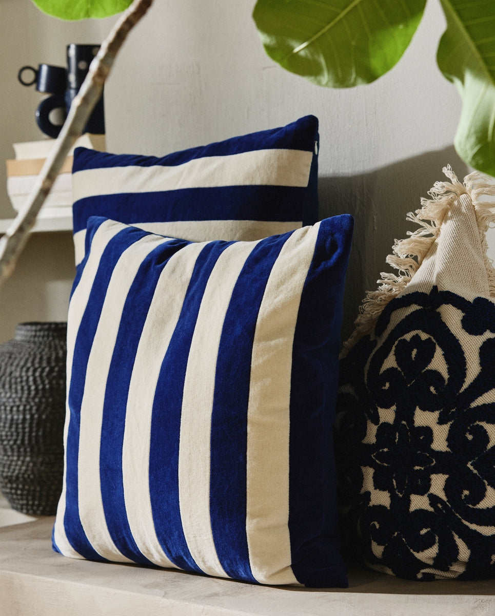 ALHENA cushion cover, 48x68 - ivory/blue