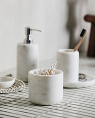 Jar w/lid - white marble