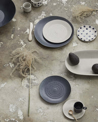 GRAINY saucer/cake plate - sand/dark blue