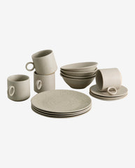 GRAINY brunch set w/16 pieces - sand