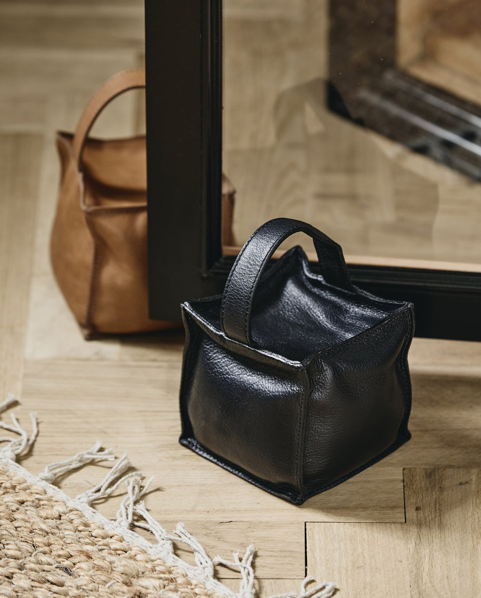 COOK door stopper, square, leather - black