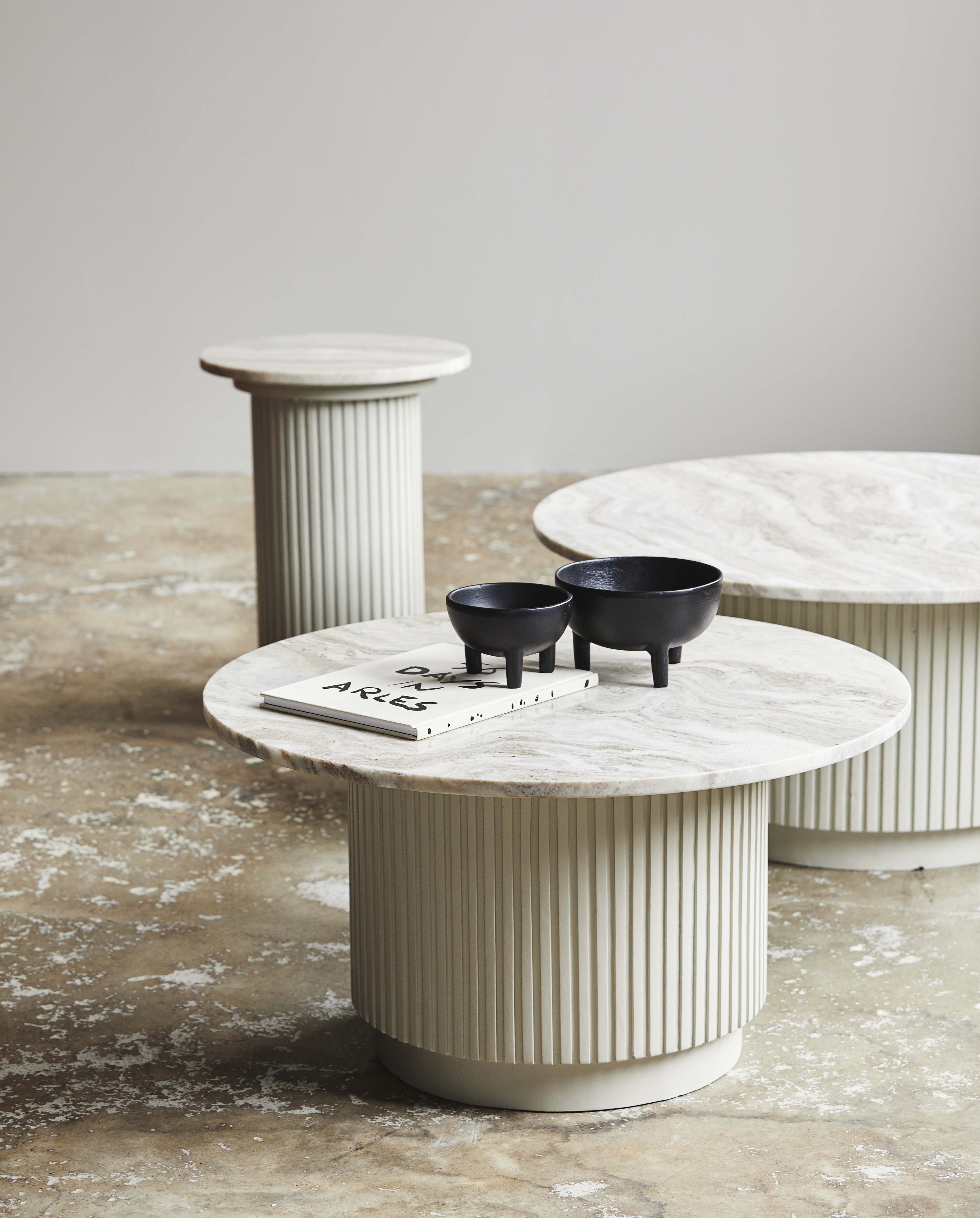 ERIE round coffee table, ø75 cm - ivory marble tabletop