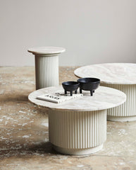 ERIE round coffee table, ø90 cm - ivory marble tabletop
