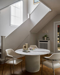ERIE round dining table - Ivory nature marble tabletop