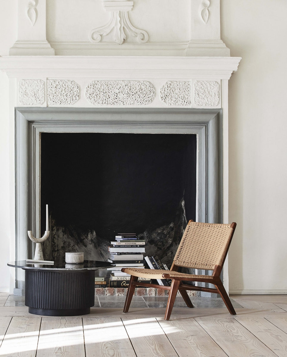 ERIE round coffee table, ø90 cm - black marble top