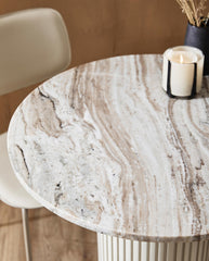 ERIE round coffee table, ø90 cm - ivory marble tabletop