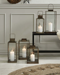 ANTIQUE lantern, square w/top, L - golden finish