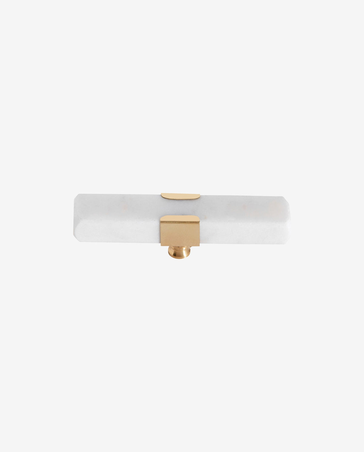 KNOB/HOOK, white marble rectangle - brass