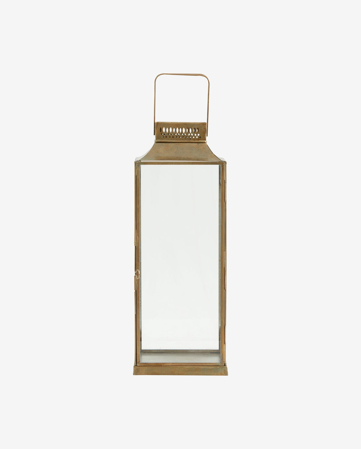 ANTIQUE lantern, square w/top, L - golden finish