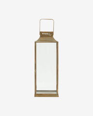ANTIQUE lantern, square w/top, L - golden finish