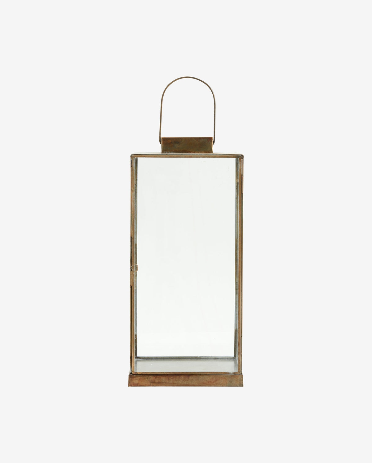 ANTIQUE lantern w/flat top, L - golden finish