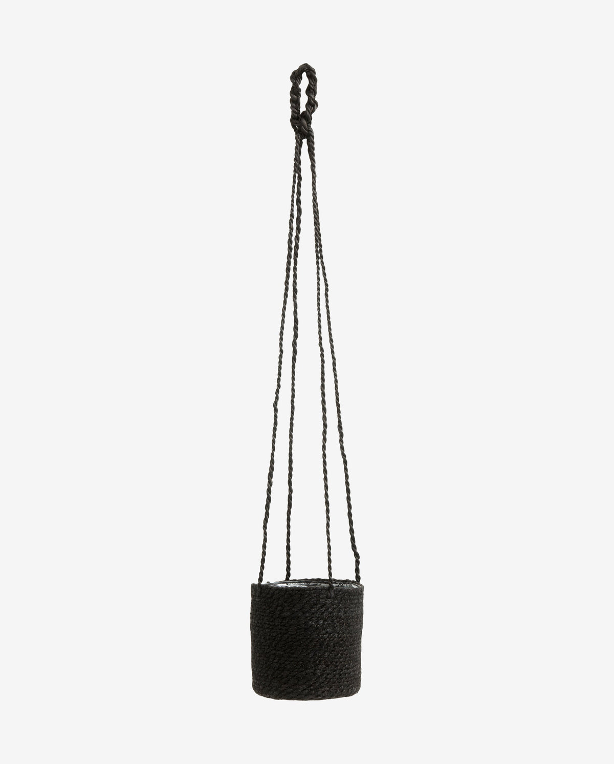 Jute hanging pot with pvc inside - black