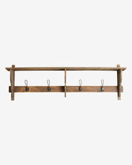 CARONU shelf, 4 hooks, reclaimed wood - nature