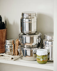 CANI can w/lid, high, S - stainless steel