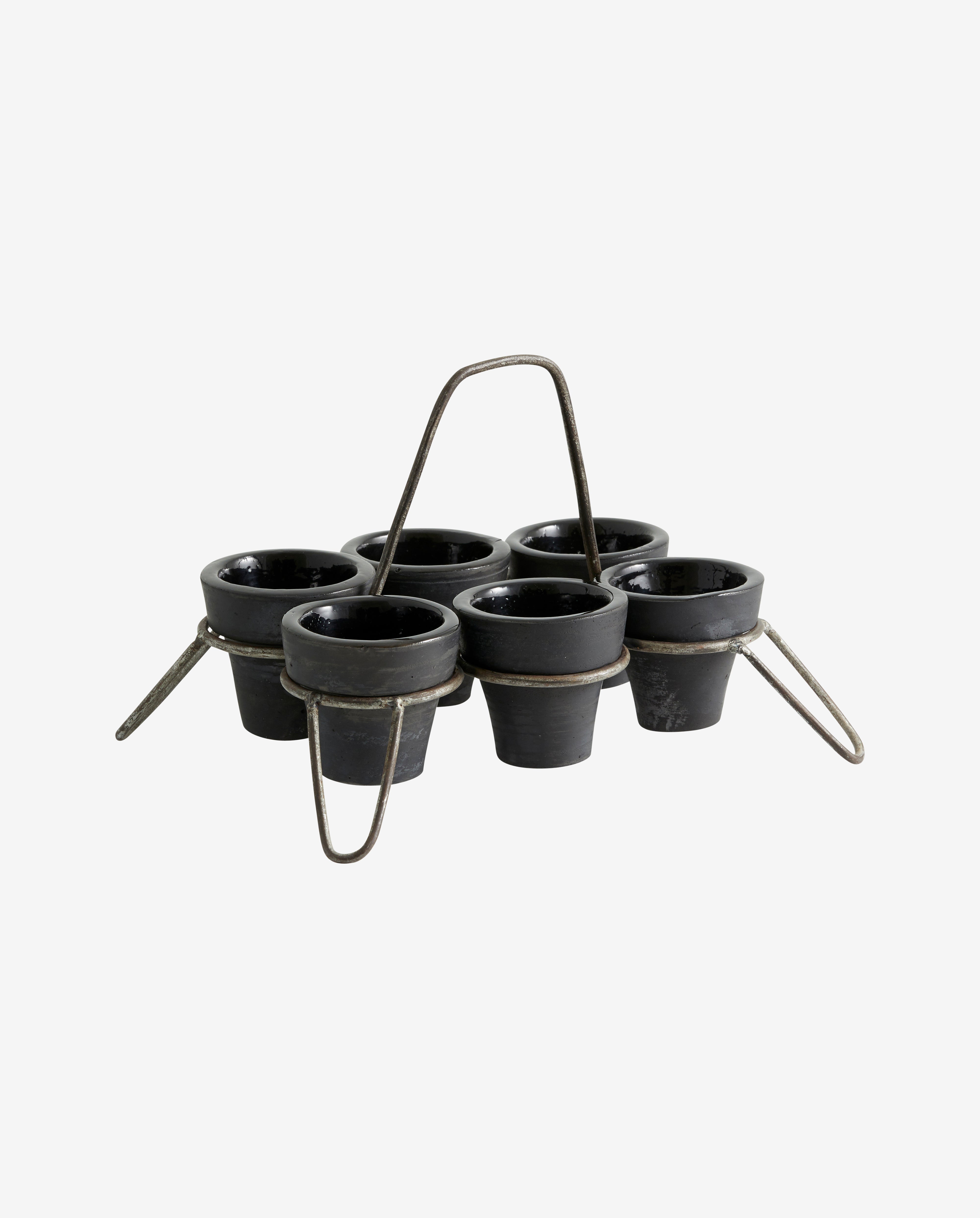 JUNIPER cups w. holder, terracotta - black