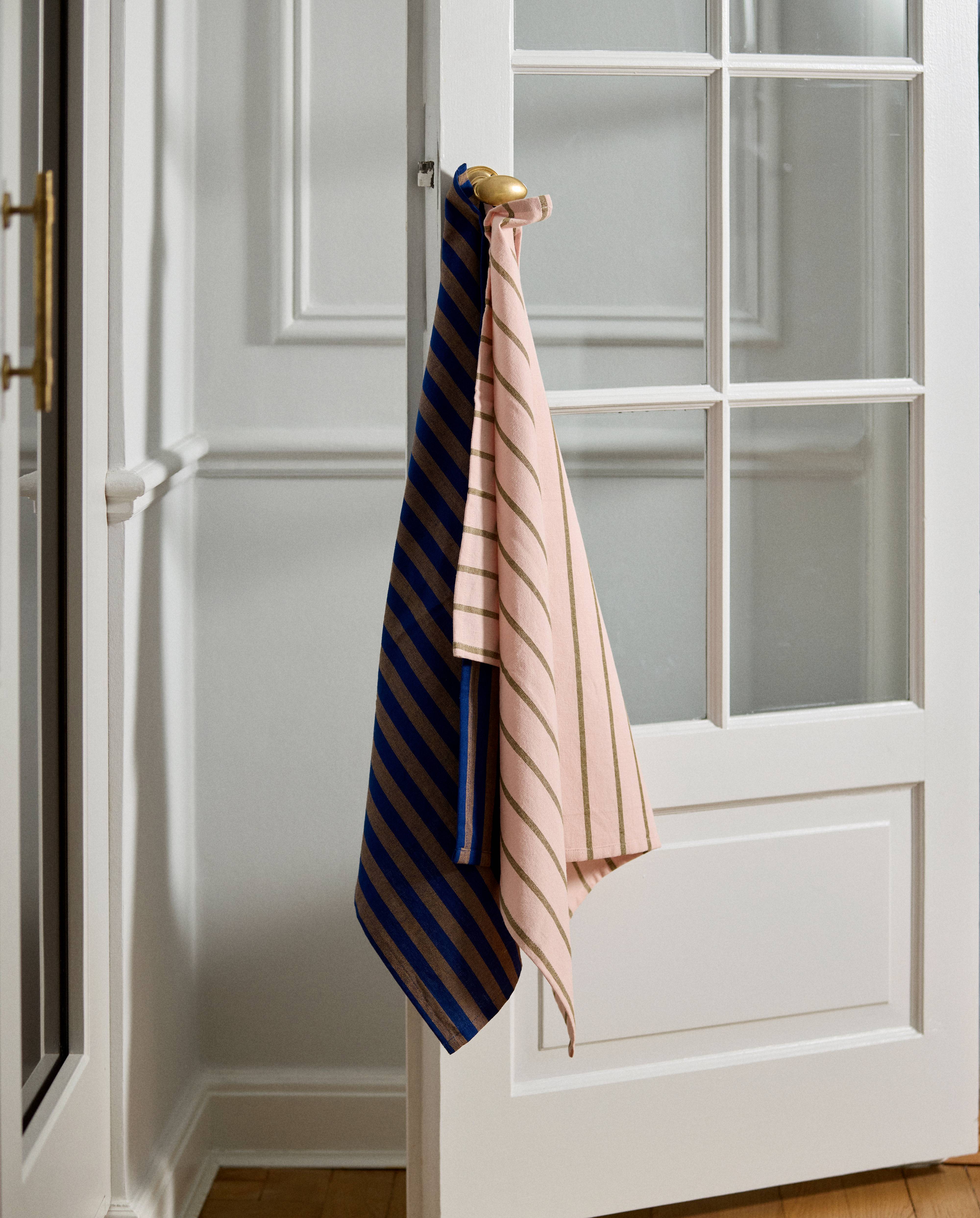 KINU tea towel, striped - green/pink