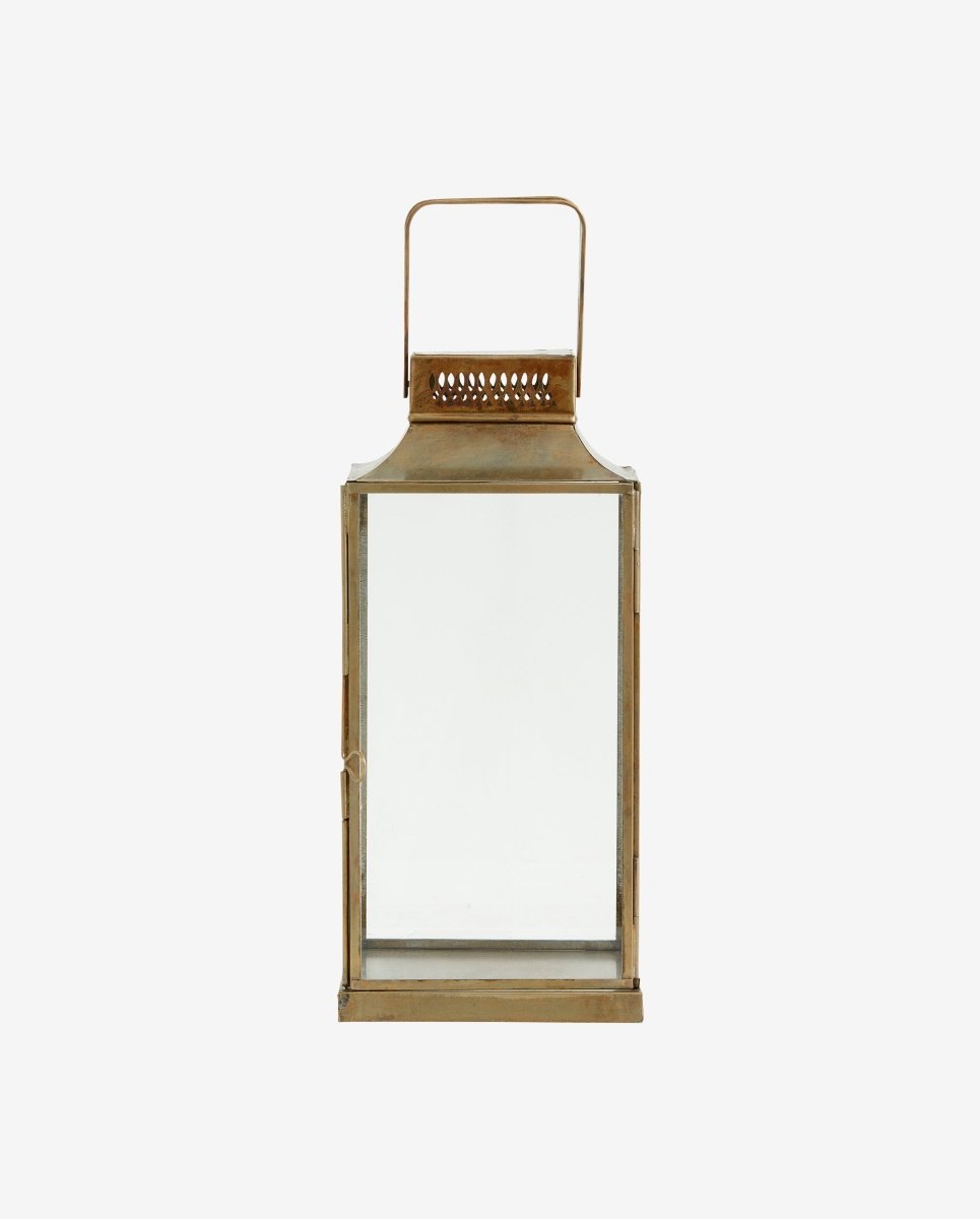 ANTIQUE lantern, square w/top, S - golden finish