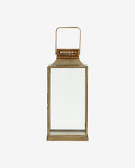 ANTIQUE lantern, square w/top, S - golden finish