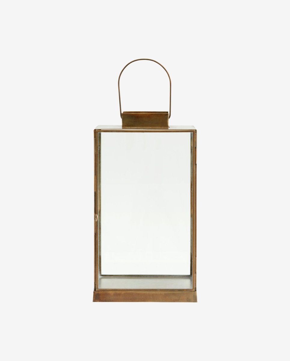 ANTIQUE lantern w/flat top, M - golden finish