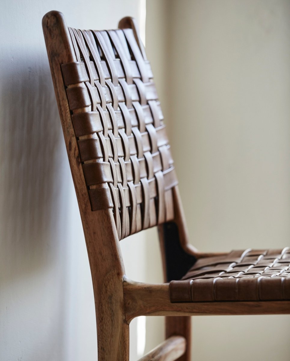 AYA dinner chair, brown leather/wood