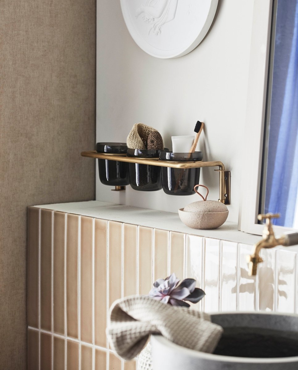 FIDRA storage shelf, black glass