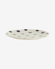 GRAINY dot plate, S - sand/dark blue