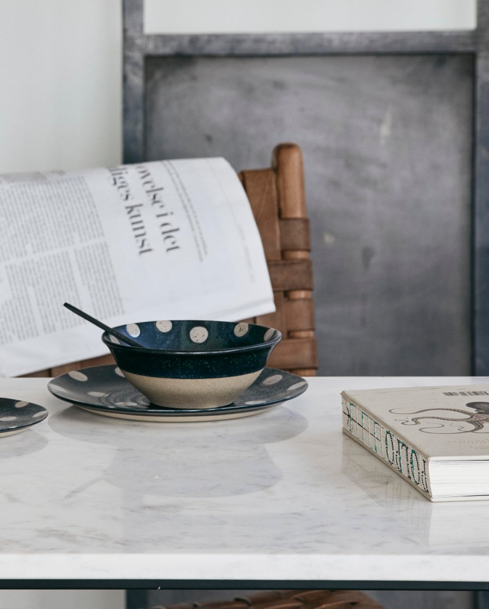 GRAINY dot bowl - dark blue/sand