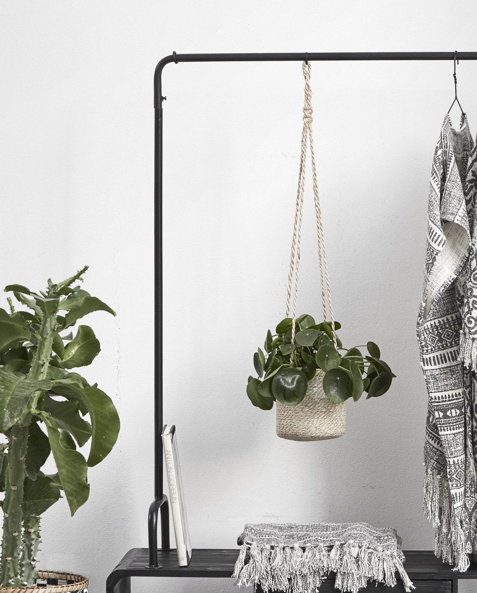 Jute hanging pot with pvc inside - nature
