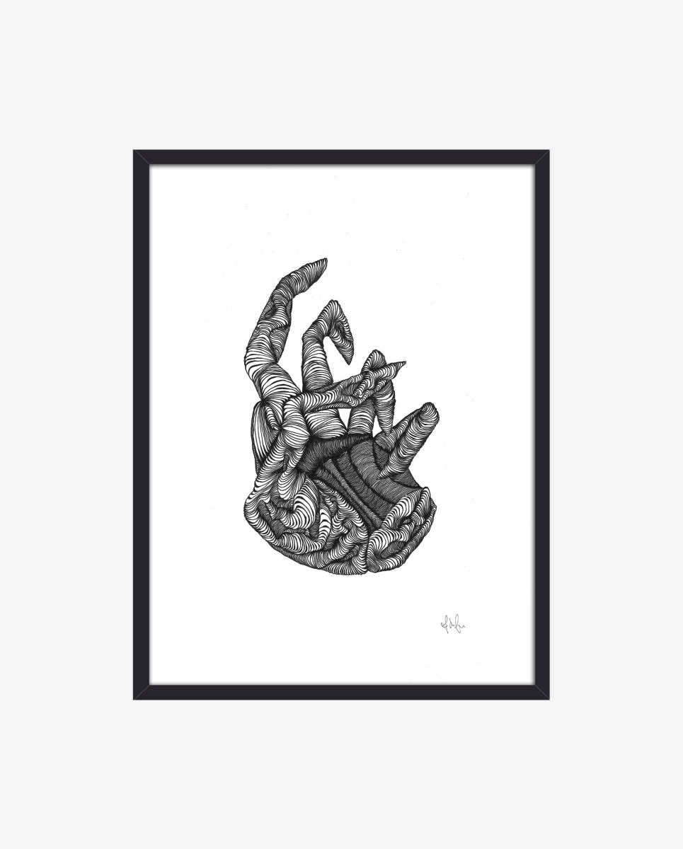 HAND illustration w. frame - black