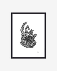 HAND illustration w. frame - black
