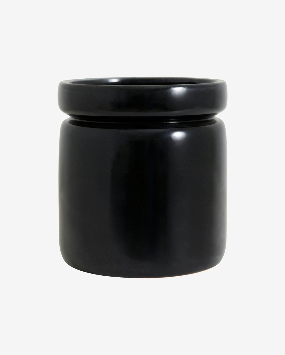ISA pot, L, shiny black glaze