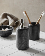 Bowl, black/grey marble