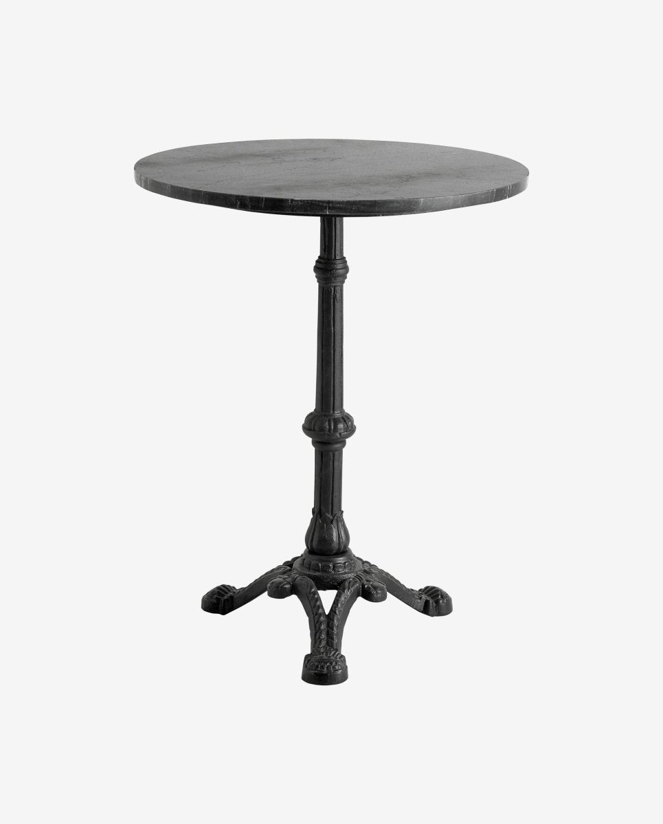 Café table, round w/iron - black marble