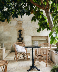 Café table, round w/iron - black marble